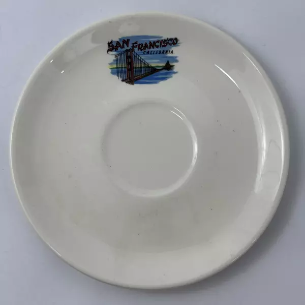 Vintage San Francisco Porcelain Souvenir Cup & Saucer Set Golden Gate Bridge