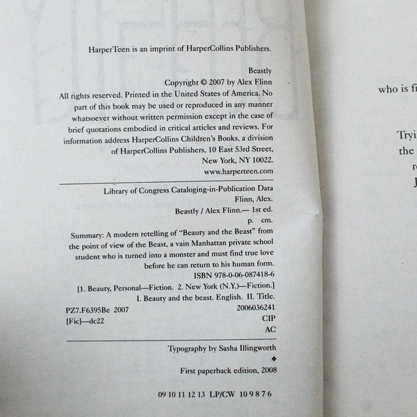 Beastly by Alex Flinn 2007 Paperback HarperCollins