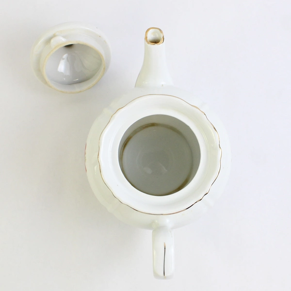 Unbranded White With Red Roses Ceramic Teapot & Lid