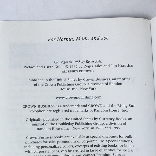 You Are the Message by Roger Ailes & Jon Kraushar 1995 Paperback