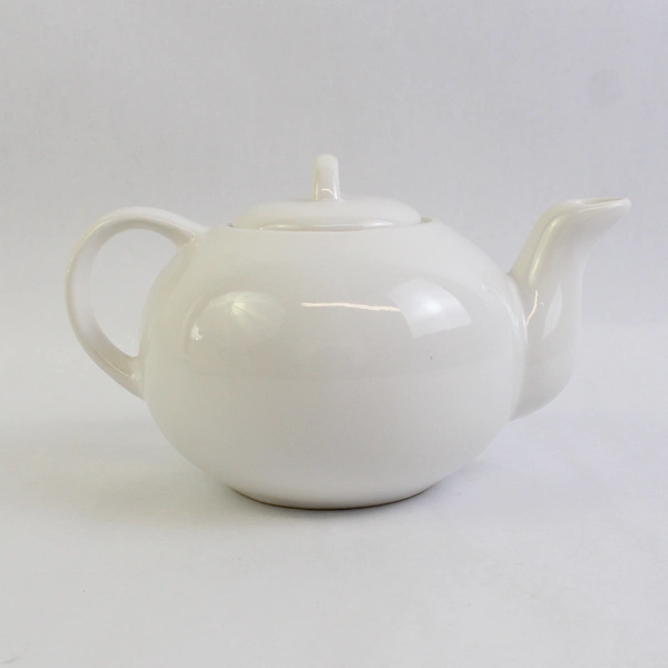 PIC Solid White Ceramic Round Teapot & Lid 60s/70s Taiwan Made