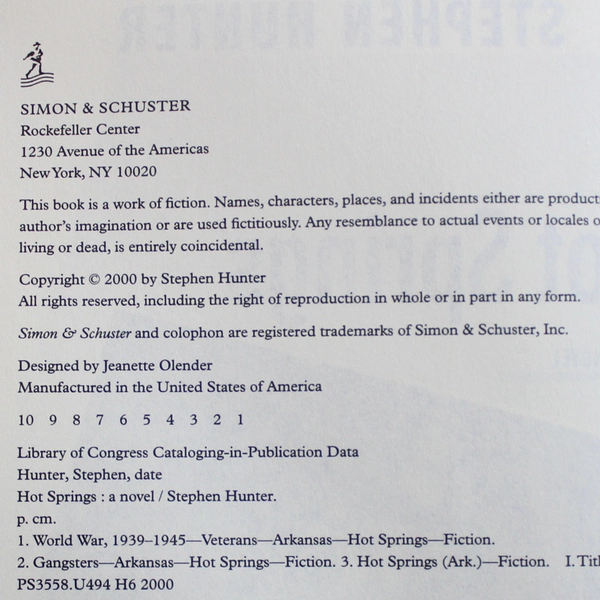 Hot Springs by Stephen Hunter (2000, Hardcover)