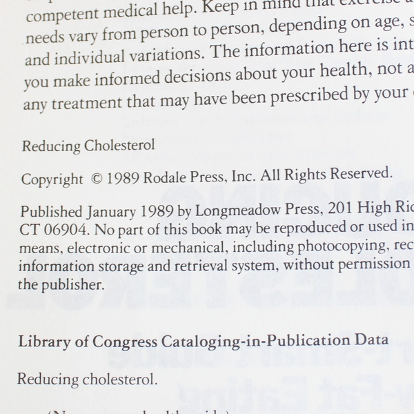 Reducing Cholesterol by Kenneth Cooper 1989 Paperback