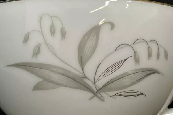 Vintage Kason Fine China Cup Golden Rhapsody 1961 Gray Leaves Gilded Trim