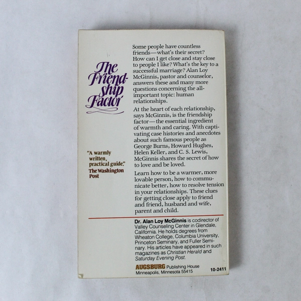 The Friendship Factor by Alan Loy McGinnis 1979 Trade Paperback