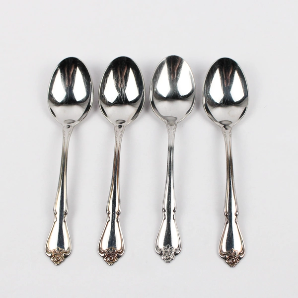 Lot Of 4 Oneida Arbor Rose-True Rose Stainless Steel Place/Oval Soup Spoon