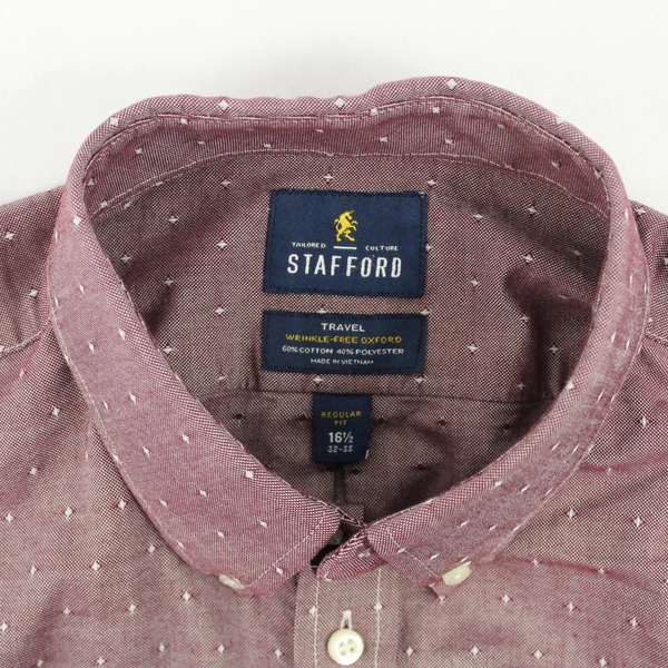 Stafford Travel Mauve Button-Down Shirt Men's Size 16 1/2 32-33