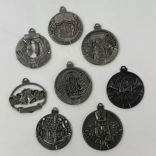 Set of 8 Pewter Taste of Home Christmas Ornaments 1998-2005