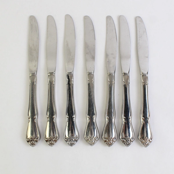 Lot Of 7 Oneida Arbor Rose-True Rose Stainless Steel Modern Hollow Knife