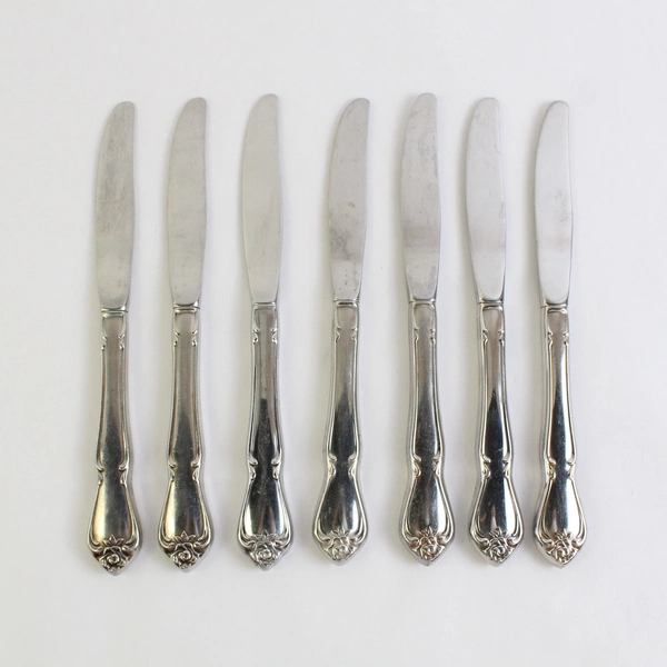 Lot Of 7 Oneida Arbor Rose-True Rose Stainless Steel Modern Hollow Knife