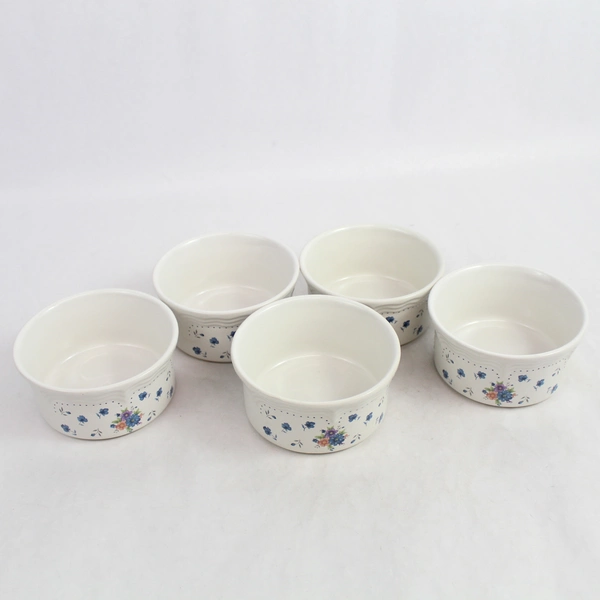 Lot of 5 Vintage Stoneware Floral Patterned Bowls 4.5" x 2.25"