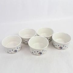 Lot of 5 Vintage Stoneware Floral Patterned Bowls 4.5" x 2.25"