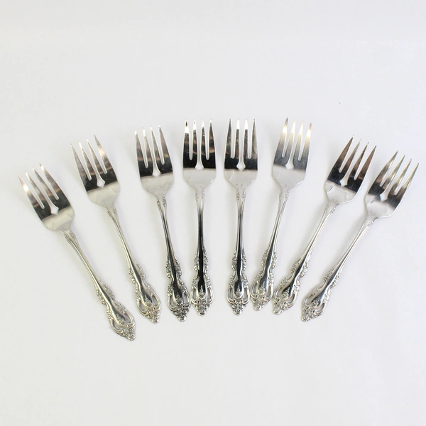 Lot Of 7 Oneida Silver Brahms (Stainless) Medium Solid Cold Meat Serving Fork