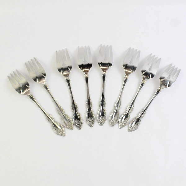 Lot Of 7 Oneida Silver Brahms (Stainless) Medium Solid Cold Meat Serving Fork