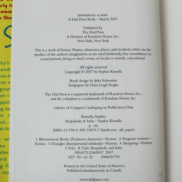 Sophie Kinsella Shopaholic & Baby 2007 Hardcover Book with Dust Jacket