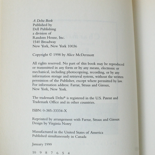 Charming Billy Alice McDermott 1999 Paperback Random House