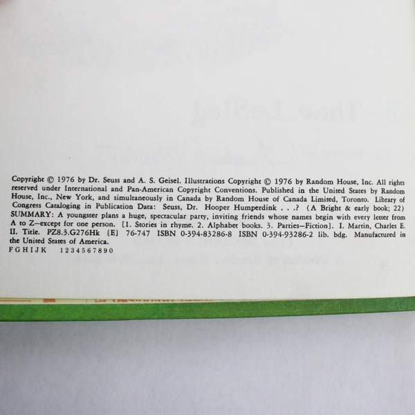 Vintage Hooper Humperdink Not Him by Theo LeSieg 1976 Hardcover