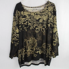 Jane Ashley Brown and Beige Patterned Long-Sleeved Top Women's Size 3X