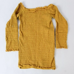 Aura Yellow Gold Crinkle Off Shoulder Crop Top Women's Size One Size Fits Most