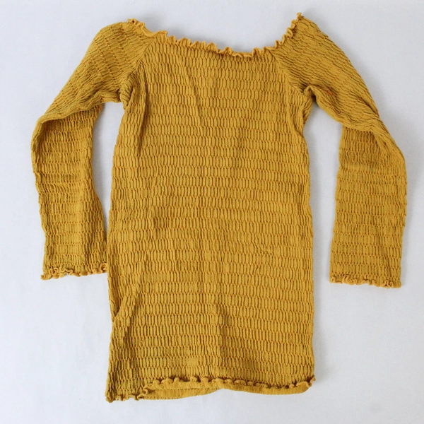 Aura Yellow Gold Crinkle Off Shoulder Crop Top Women's Size One Size Fits Most