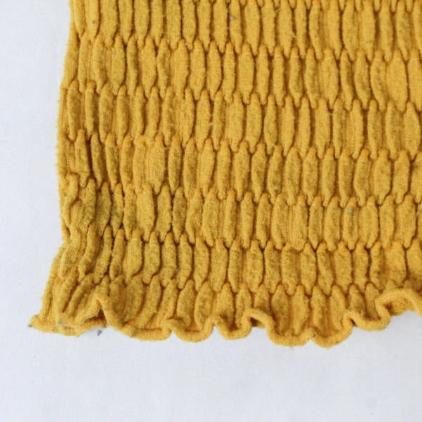 Aura Yellow Gold Crinkle Off Shoulder Crop Top Women's Size One Size Fits Most