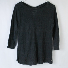 Calvin Klein Performance Waffle Knit Top 3/4 Length Sleeves Lace Up Back Sz M