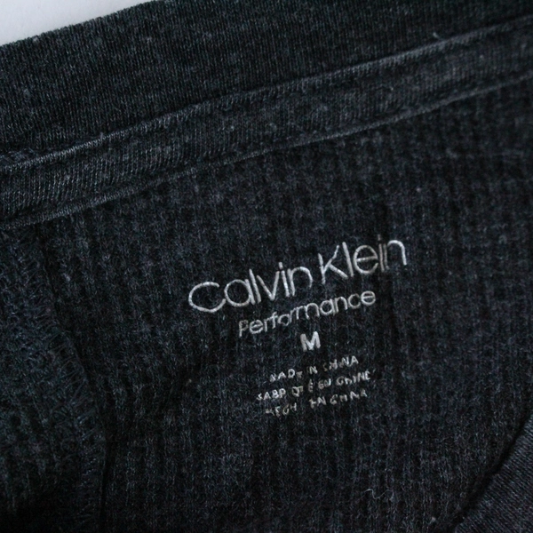 Calvin Klein Performance Waffle Knit Top 3/4 Length Sleeves Lace Up Back Sz M