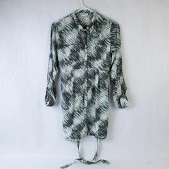 Liz Lange Maternity Chiffon Top XS Green Button Front Roll Tab Pre-Owned