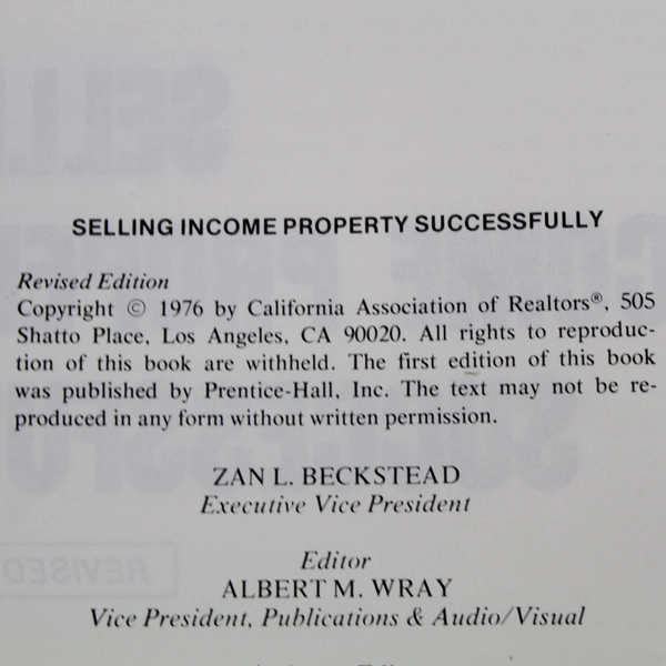 Selling Income Property Successfully by John B. Allen 1976 Revised Edition HC DJ