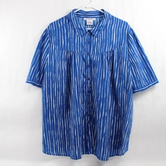 Roman's Blue and White Striped Button-Up Shirt Women's Size 22W