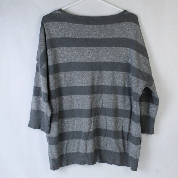 Merona Plus Gray Tight Knit Sweater Top 1/2 Length Sleeves Women's Size 2