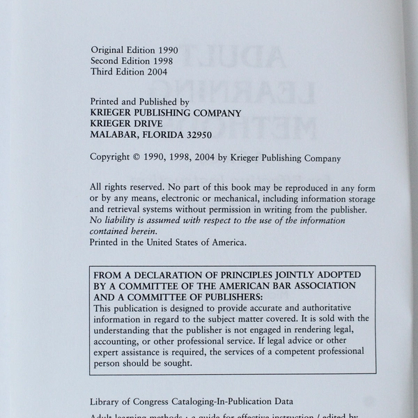 Adult Learning Methods by Michael W. Galbraith, 2004 Hardcover, Good