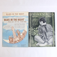 Set of 2 Antique Blues Piano Sheet Music Limehouse Blues & Blues in The Night