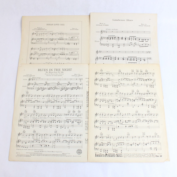 Set of 2 Antique Blues Piano Sheet Music Limehouse Blues & Blues in The Night