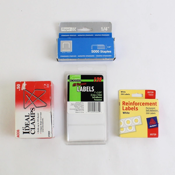 Small Lot of School and Office Supplies Sticky Notes Stables Scissors Etc.