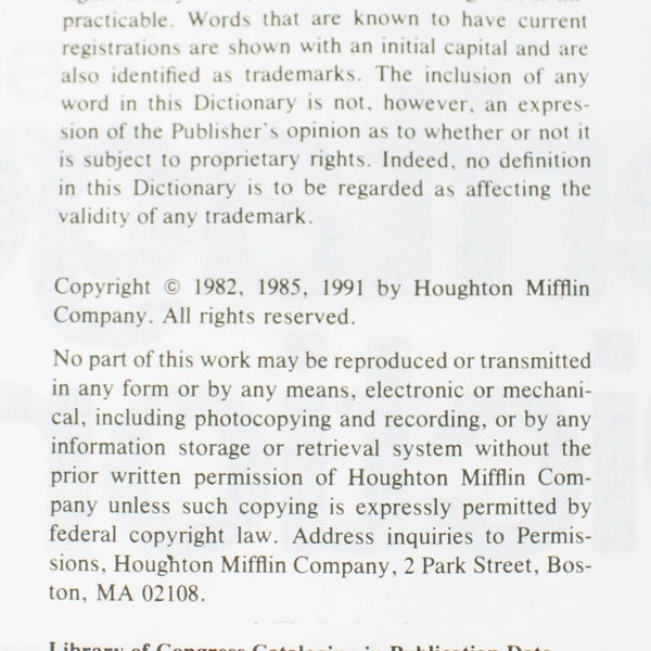 The American Heritage Dictionary 2nd College Edition 1991 Kansas Honors Program