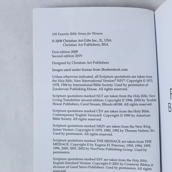 199 Favorite Bible Verses for Women - 2019 Christian Art Publishers - Pre-owned