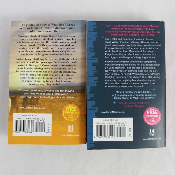 Lot Of 2 HQN Romance Novels Sarah Morgan Delores Fossen 2016 2017 PB
