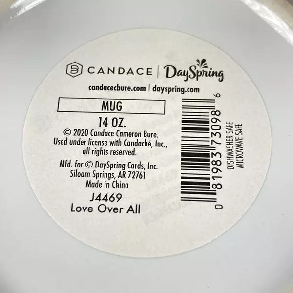 Candace Cameron Bure 14 oz Love All Coffee Mug Dayspring 2020 - Very Good