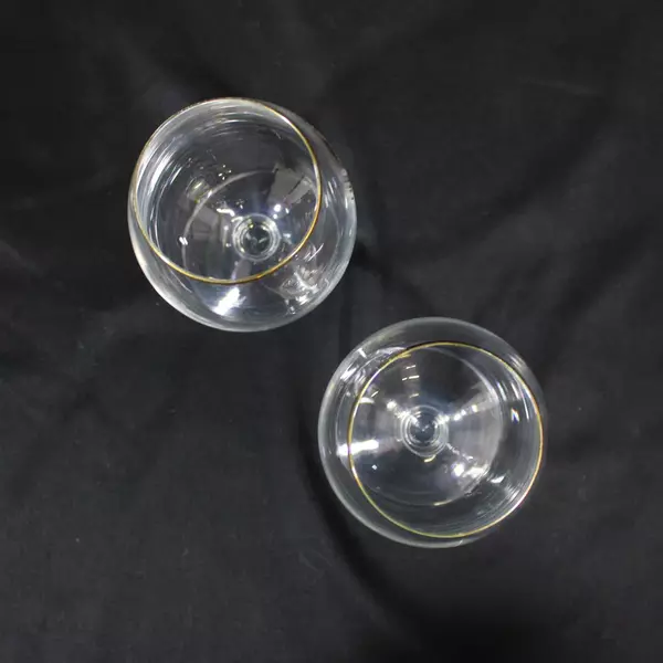 Lot of 2 Northwest Brewing Old Stock Ale Clear Crystal Glasses Gold Rim 6 Inch