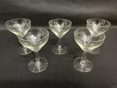 Lot of 5 Hand Blown Glass Stemmed Cordial Glasses 4.25" Good Condition