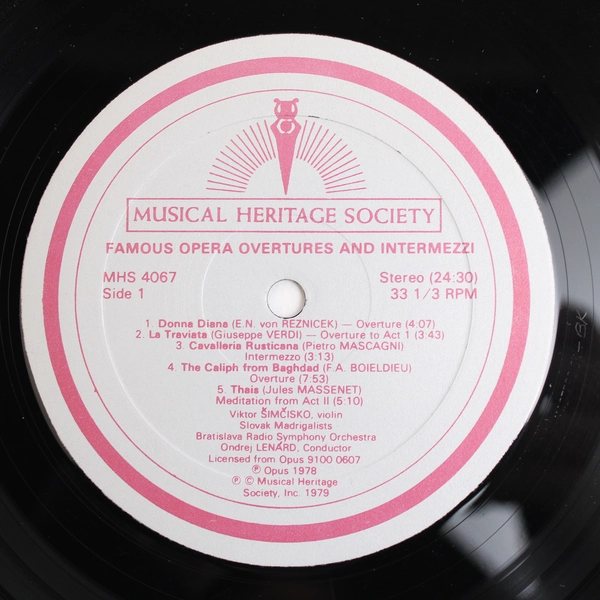 Famous Opera Overtures & Intermezzi Bratislava Radio Symphony Orchestra 1979