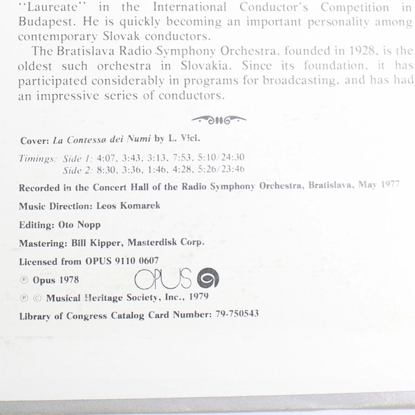 Famous Opera Overtures & Intermezzi Bratislava Radio Symphony Orchestra 1979