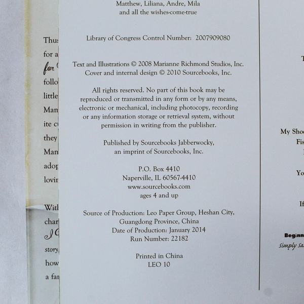 I Wished for You by Marianne Richmond 2014 HC Adoption Story - Good Condition