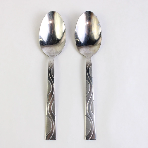 Lot Of 2 Cuisinart Flatware Unity Frost Stainless Steel Place/Oval Soup Spoon