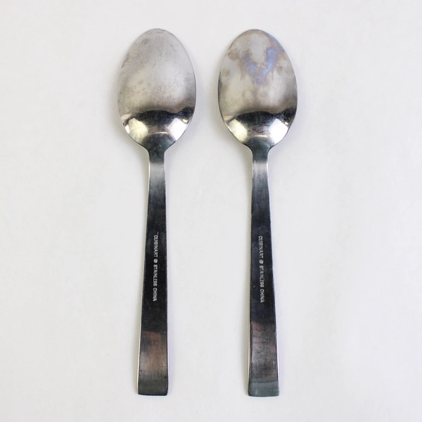 Lot Of 2 Cuisinart Flatware Unity Frost Stainless Steel Place/Oval Soup Spoon