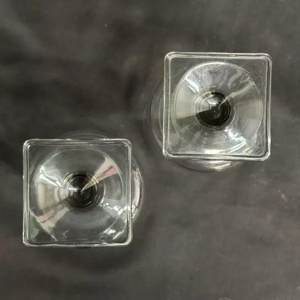 2 Vintage Federal Glass Nordic Midnight Smoky Square Base Iced Tea Glasses