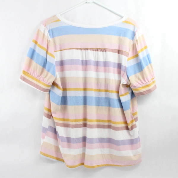 Truself Multicolor Striped V-Neck T-Shirt Women's Size 2X