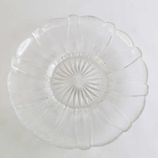 Unmarked Clear Glass Sunflower Serving Tray Platter 12"