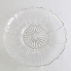 Unmarked Clear Glass Sunflower Serving Tray Platter 12"
